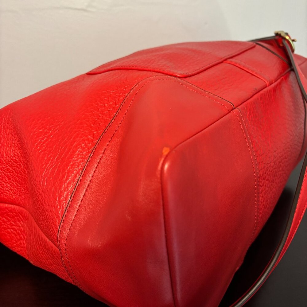 Coach Hadley Luxe Grain Bright Red Leather Zip Satchel - Picture 8 of 11